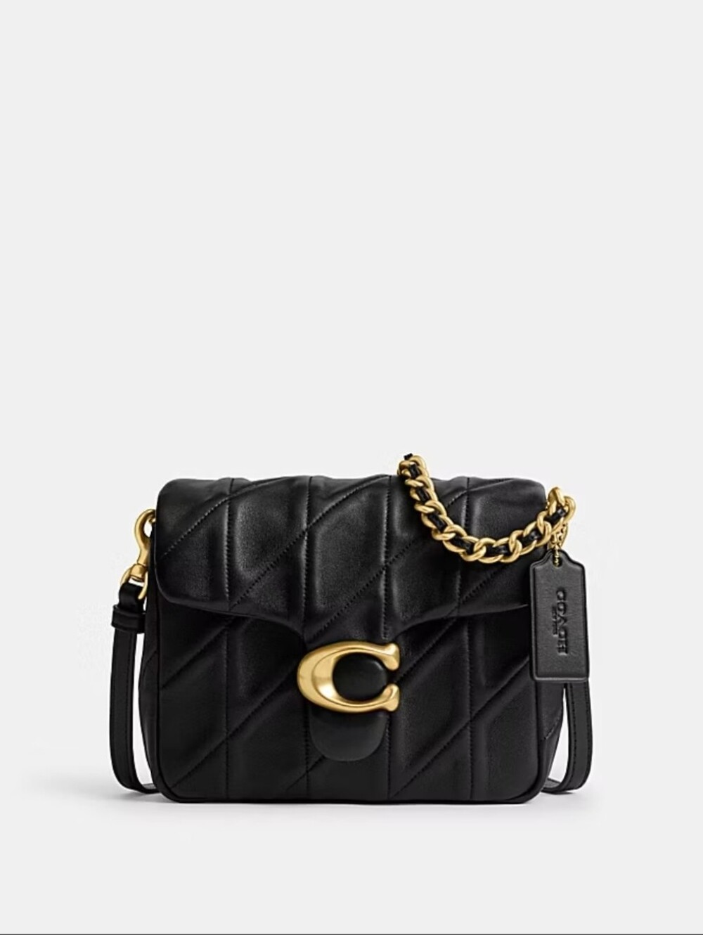 Coach Black Quilted Crossbody Bag with Gold 'C' Accent